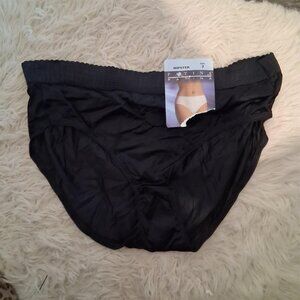 Sears Lauren Brooke nwt vintage panties womens 7 Patina nylon black Hipster USA